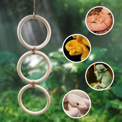 Reptile Tank Accessories, Snake Enrichment Climbing Toys, Wooden Snake Climbing Rings, Reptile Habitat Accessories for Ball Python, Chameleon, Hognose, Corn Snake