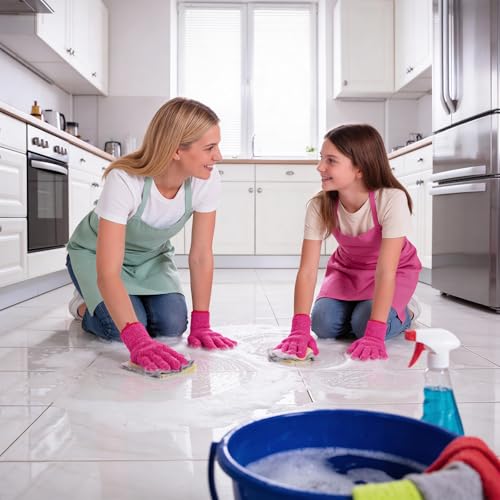 Abeillo Microfiber Gloves for Plants Dusting Cleaning, Reusable Washable Cleaning Gloves Mittens House Cars Blinds Dusting - color: Hot Pink