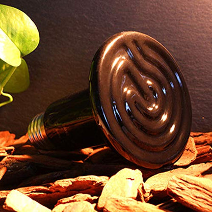 Reptile Heating Lamp Bulb 2pcs Amphibian Ceramic Heat Emitter (Black, 100W) | No light Emitted, long-lasting, No Nose Rapid Heating for lizard chameleon dragon turtle, Amphibian, Poultry ,Cat, in winter