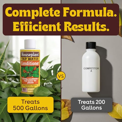 Tap Water Conditioner for Plants, 4 oz - Conditions Tap Water for Houseplants, Supports Balanced pH, Indoor Plant Care Drops for Root Support & Greener Leaves, Treats 500+ Gallons, 2–3 Day Results