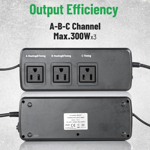 Smart Thermostat with Heating Timing Outlets, PID Dimming Thermostat for Day Night Temperature Controller, 3-Channel Digital Timer for Reptile Mushroom Greenhouse Heat UVB Lamp