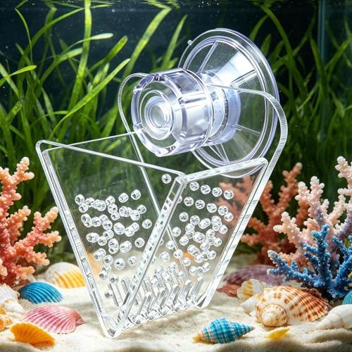 Aquarium Feeding Dish Transparent Acrylic Cone Worm Tray | Betta Fish Feeder with Suction Cup for Betta Frog Snails Puffer Turtle Coral Reef