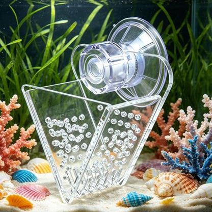 Aquarium Feeding Dish Transparent Acrylic Cone Worm Tray | Betta Fish Feeder with Suction Cup for Betta Frog Snails Puffer Turtle Coral Reef