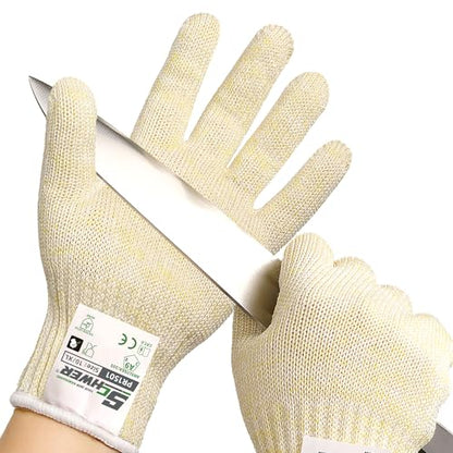 Schwer SlicePro ANSI A9 Cut Resistant Gloves, Food Grade, PR1501, XL | Non PFAS, No Glass Fiber, for Kitchen Food Prep, Mandolin Slicing, Meat Cutting, Oyster Shucking, Fish Fillet Processing - color: Beige-a9, size: X-Large
