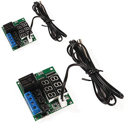2PCS XH-W1219 Temperature Controller Module Double Display Digital Thermostat Module with Waterproof NTC Probe, -50~110℃ Electronic Temperature Temp Control Module Switch - color: W1219, size: 2PCS