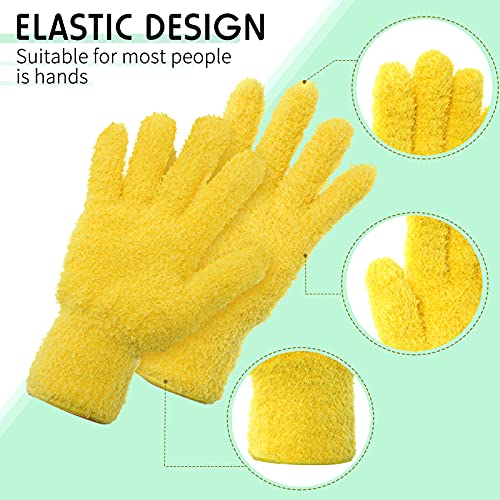 Patelai 4 Pairs Microfiber Plant Dusting Gloves Reusable Leaf Dust Cleaning Glove Mittens for Plants House Cleaning Car Blinds(Green, Dark Blue, Yellow, Purple)
