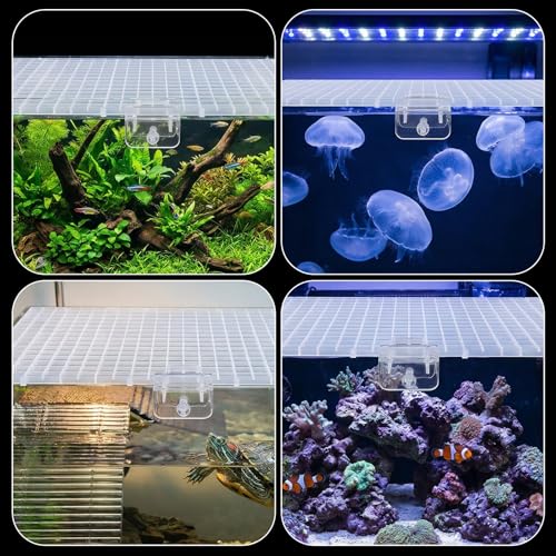 8 Pack Aquarium Lid, Fish Tank Lid with 12 Clips, Plastic Grid Panel Cover for Fish Tank Top, Aquarium Divider Board, Isolation Plate for Filter Tray, Terrarium Lids, 11.8 x 11.8 Inch
