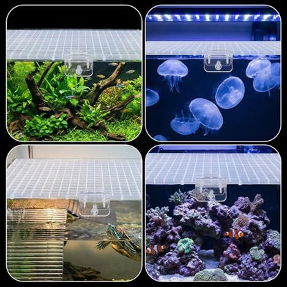 8 Pack Aquarium Lid, Fish Tank Lid with 12 Clips, Plastic Grid Panel Cover for Fish Tank Top, Aquarium Divider Board, Isolation Plate for Filter Tray, Terrarium Lids, 11.8 x 11.8 Inch