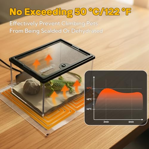Reptile Heating Pad 6x5.5 Inch Under Tank Heater, 5W Low Energy Graphene Heating Mat for Terrarium, Safe & Even Warming for Snake Lizard Gecko Turtle Frog Hermit Crab Plastic/Glass Cages - size: upgrade 5W ( 6 x 5.5 Inch)