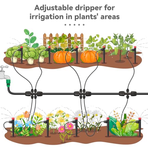 50pcs Drip Irrigation Emitters for 1/4" Tubing, 360 Degree Adjustable Flow | Drippers with Lock Barbed, 5" Arrow Stake, Irrigation Drippers for Diy Garden Watering System Kit - size: 50pcs Drip Emitters with Lock Barbed