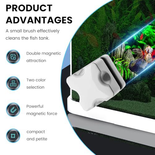 Mini Magnetic Algae Scraper for Fish Tank - 1.18" Dual-Sided Cleaner in White - Used for Glass Aquariums - color: White
