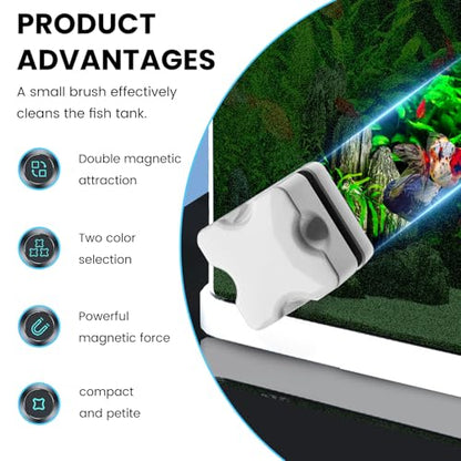 Mini Magnetic Algae Scraper for Fish Tank - 1.18" Dual-Sided Cleaner in White - Used for Glass Aquariums - color: White