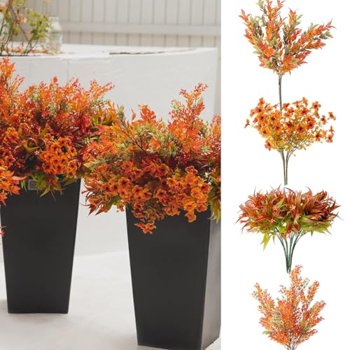 8pcs Fall Artificial Outdoor Branch with Eucalyptus Leaves for Indoor Outside Hanging Plants Garden Porch Window Box Home Wedding Farmhouse Décor - color: Eucalyptus Leaves