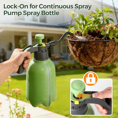 T4U Pump Sprayer 0.5 Gallon, Garden Spray Bottle with Flex Wand | Flexible long-reach nozzle for hanging baskets and hard-to-reach plants; hand pump for lawn care, cleaning and car detailing - size: Flexible Nozzle
