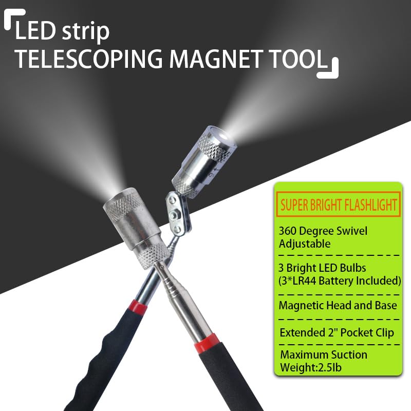Magnetic Pick Up Tool 10 Pack, Telescopic Magnet Sticks | Extendable Length up to 30 inches, Best Gadgets Gifts for Boyfriend Husband Dad - size: 10 Pack