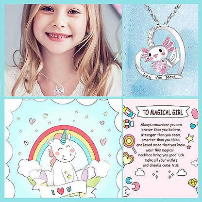 M&Ostyle Cute Axolotl Necklace for Girls Boys Crystal Pendant Necklaces Gifts Jewelry Gifts for Girls Daughter Boys Son Granddaughter Niece Birthday Christmas Graduation Gift