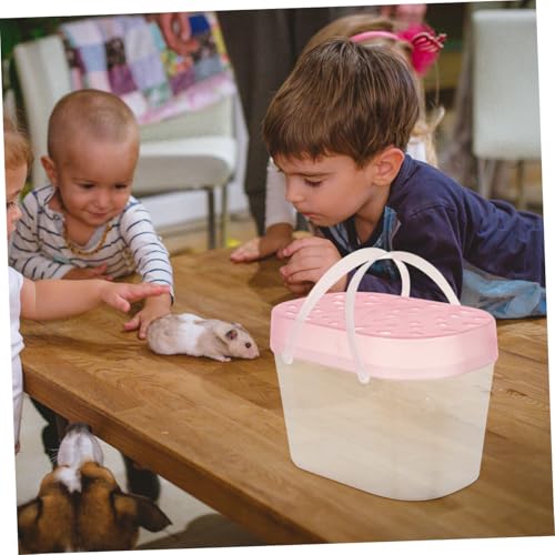 ERINGOGO 2pcs Small Pet Carriers Plastic Hamster Boxes Turtle Containers Medium Size Pink Portable Travel Reptile Holders for Outdoor Use