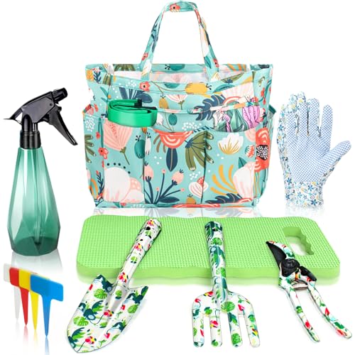 Garden Floral Tool Set with Tote, for Women Plant Lovers | Complete Floral Gardening Tool Kit with Durable Storage Tote, Practical Garden Supplies for Outdoor Planting Care - style: Blue
