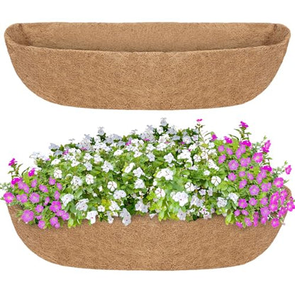 GreatBuddy 2 Pcs Coco Liners for Planters 36 Inch, Sturdy Window Box Liners, Perfect Planter Liners Replacement for The Old, 100% Natural, Easy to Straighten Out - size: 36 inch
