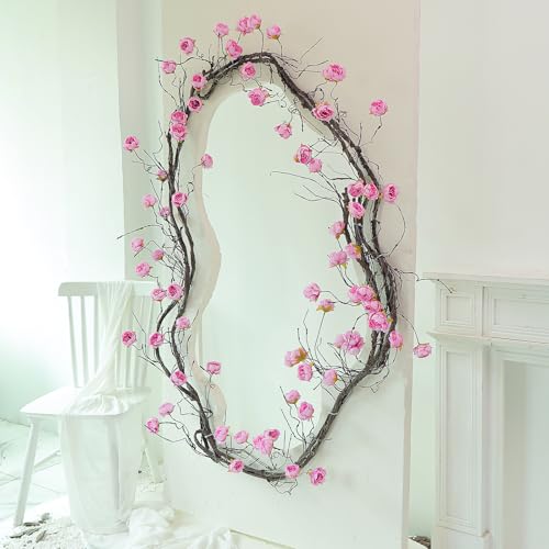 118" Fake Bendable Fall Tree Vines Hanging Peony Flower Garland | Flexible Artificial Floral realistic Twine Wood Branches Twig Reptile Climbing Faux Plant Wedding Arch Wall indoor Decoration