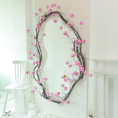 118" Fake Bendable Fall Tree Vines Hanging Peony Flower Garland | Flexible Artificial Floral realistic Twine Wood Branches Twig Reptile Climbing Faux Plant Wedding Arch Wall indoor Decoration