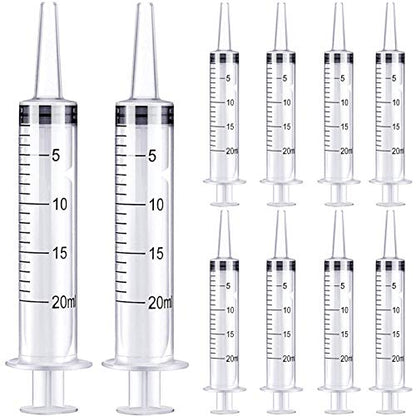 10Pack 20ml Syringe for Liquid - Syringes without Needle - 20 ml Sterile Packed Plastic Syringe for Medicine Student Lab Measuring Liquids and Pet Feeding Oral Food (10 Pack 20cc )