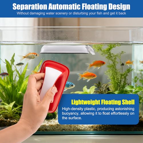 Small Aquarium Cleaning Tool Fish Tank Strong Magnetic Algae Scraper Glass Cleaner Floating Scrubber Brush with 2 Detachable Scrapers for Cleaning Debris and Algae (Size M) - size: M - 1/4" to 3/8" Glass Thickness