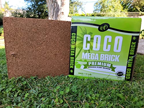Coco Mega Brick 5kg | Compressed Coconut Coir Block Expands to 55L | Premium Quality Hydroponic Growing Medium, Pre-Buffered, Low EC Substrate for Indoor Outdoor Plants