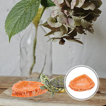 POPETPOP Tortoise Feeding Basin Reptile Food and Water Dish for Tortoises Lizards and Snakes Bright Easy to Clean for Terrarium Use