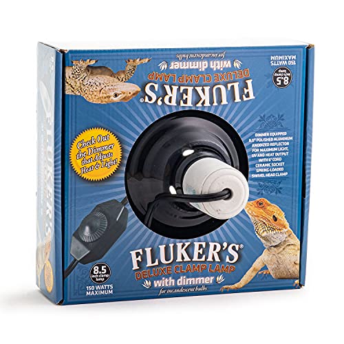 Fluker's Repta-Clamp Lamp, Heavy Duty Clamp Light For Reptile Tanks and Terrariums, UL/CUL Approved, Great for Reptile Basking, 150-Watt Maximum with Dimmable Switch, 8.5" | Heavy Duty Clamp Light for Reptile Tanks and Terrariums, UL/CUL Approved, Great f