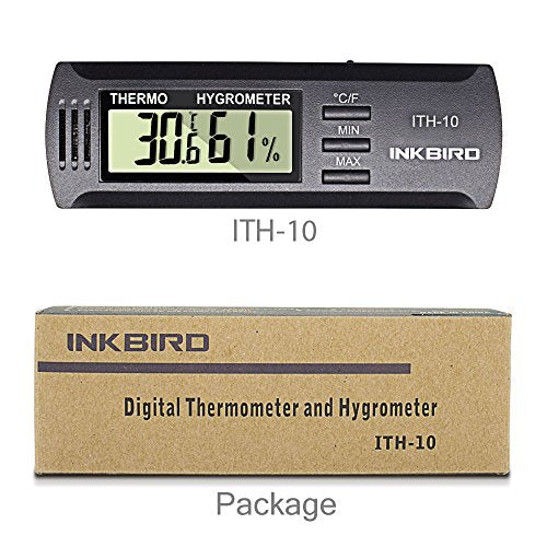 Inkbird ITH-10 Digital Thermometer and Hygrometer Temperature Humidity Monitor for Aging Box Guitar Ukulele