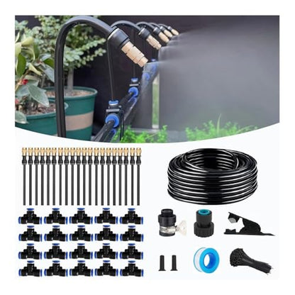 82FT Drip Irrigation Kit, Automatic Garden Watering System with Tool-Free Quick Connectors, 360° Bending Drippers & Copper Misting Nozzles for Greenhouse, Patio, Lawn & Vegetable Garden. (25M) - size: 25M