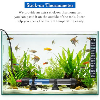 50W 100W 300W Submersible Aquarium Heater, Adjustable Glass Water Heater for 5 – 70 Gallon Fish and Turtle Tank (50W for 5-15 Gallon) - size: 50W for 5-15 gallon