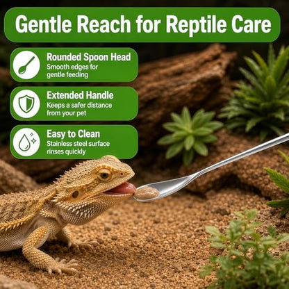 4PCS-Rubber Tip Feeding Tongs for Reptiles Extra Long Stainless Steel Reptile Feeding Tongs Terrarium Tools Feeder for Lizards Bearded Dragon Snake Enclosure Tank Accessories