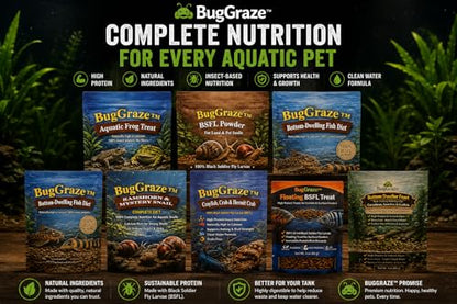 BugGraze Bottom Dweller Feast 3-in-1 Sinking Pellets, Wafers & Granules for Corydoras, Plecos & Loaches – Complete Aquarium Fish Diet – Clean Feeding, High Protein & Algae Blend – 3 oz