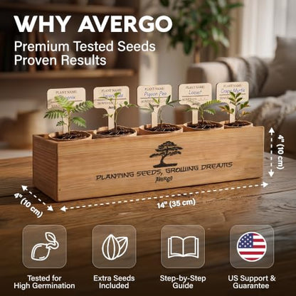 Bonsai Tree Kit Deluxe - Growing 5 Unique Japanese Bonzai Trees | Complete Indoor Bonsai Starter Kits for Growing Trees – Plant Lovers Gifts for Women & Men