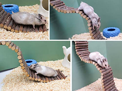Rat Ladder Bridge, Wooden Hamster Climbing Ladder Toy, Small Animals Cage Accessories for Bird Parrot Hamster Mouse Rat Sugar Glider Hermit Crab Sugar Glider Chinchilla(23.62x3.14 Inches) - color: Apple Wood