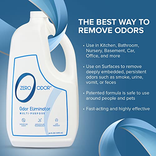Zero Odor Multi-Purpose Odor Eliminator, Air and Surface Odor Remover for Home, Bathroom, Kitchen, and Closet, Refill, 64 oz, 2-Pack - size: 64 Fl Oz (Pack of 2)