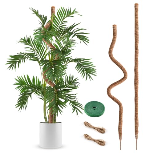 2 Pack Moss Pole 63 Inch Monstera Plant Sticks Support Tall Long Stakes | Climbing Indoor Large Bendable Handmade DIY Shape Grow Upwards - color: 2 Pack