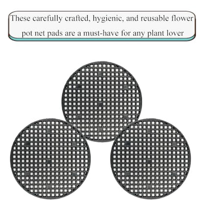 HAHIYO 10PCs 3.4Inch/8.5cm Black Round PP Plastic Flower Pot Hole Mesh Pad Bottom Grid Mat Bonsai Drainage mesh Hole Screens Gasket Prevent Soil Loss Breathable Gasket Drainage Netting for Bonsai - size: Round-3.4In-10P