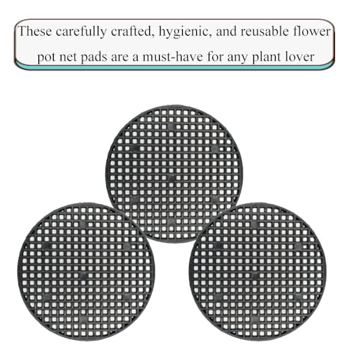 HAHIYO 10PCs 3.4Inch/8.5cm Black Round PP Plastic Flower Pot Hole Mesh Pad Bottom Grid Mat Bonsai Drainage mesh Hole Screens Gasket Prevent Soil Loss Breathable Gasket Drainage Netting for Bonsai - size: Round-3.4In-10P