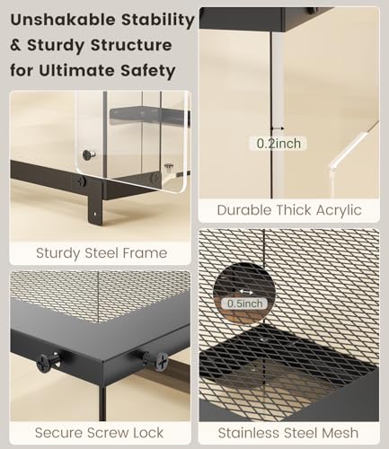 Turtle Basking Platform for 18-19 Inchs Wide Aquariums - Last Long Stainless Steel Supports & Mesh, Non-Slip Ramp for Aquatic Turtles, Turtle Tank Accessories (Extra Large) - size: Fit 18-19 Inchs Wide