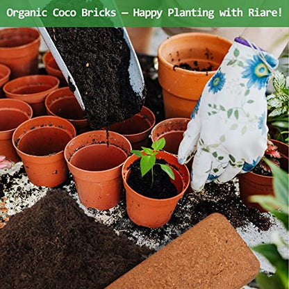 Riare 12pcs Organic Coco Coir Bricks, Natural Coconut Coir for Plants | High Expansion & Moisture Retention Coconut Husk Fiber for Seed Starting, Potting Mix, Composting, Soil Amendment & Reptiles - color: Pack of 12
