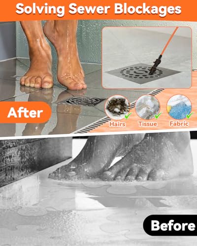 32 Inch Anti-break Metal Drain Snake, 6 Pack Hair Clog Remover | Drain Cleaner Tool with Nylon Coating Sink Snake, Drain Clog Remover for Shower, Bathroom Sink Tub - color: Orange-N-32IN