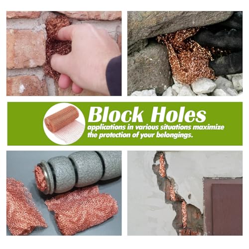 5" x 100 ft Copper Mesh Rodent Control Copper Wool for Slug Mice Snail Pest | Copper Mesh for Mice Pest Snail Bat Control Copper Steel Wool for Weep Hole Covers Blocks Gap Rodent Mesh Scissors Included - size: 5 inx100 ft