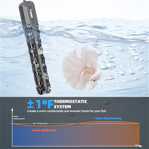 FREESEA Adjustable Aquarium Heater 20-50Gal: 200W 64-95°F Precise Control | Holds Temperature Steady Within 1° F for TropicalFish Community Tanks - External Digital Controller & Dry Run Protection - size: 200W(20-40gallon)