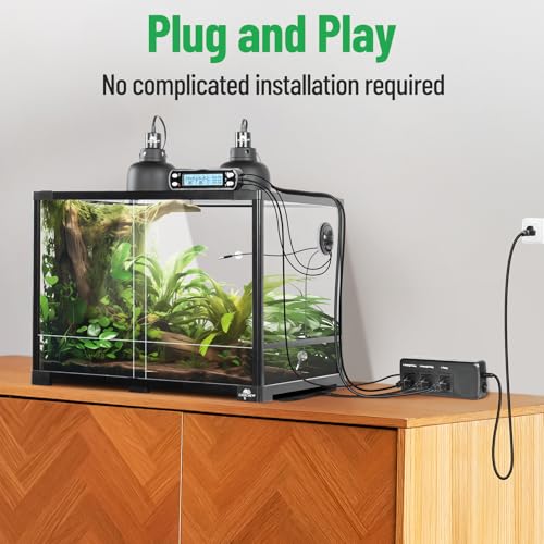 Smart Thermostat with Heating Timing Outlets, PID Dimming Thermostat for Day Night Temperature Controller, 3-Channel Digital Timer for Reptile Mushroom Greenhouse Heat UVB Lamp