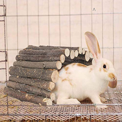 Hamiledyi Bunny Extra Large Ladder, 11.8 in X 20 in Wooden DIY Toy Rodents Chewing & Climbing Bridge Chinchillas Cage Tunnel/Hideout/Hut/Ramp/Divider for Small Animal Guinea Pig - size: M