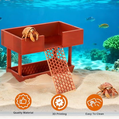 Hermit Crab Water Bowl with Climbing Platform, Rest Platform for Hermit Crab, Reptile Habitat Toy Decoration Accessories