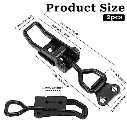 2 PCS Black Toggle Latch Clamp 300lbs Heavy Duty Adjustable Pull Latch - Quick Release Smoker Door Metal Clamps for Box, Gate, Cabinet, Case